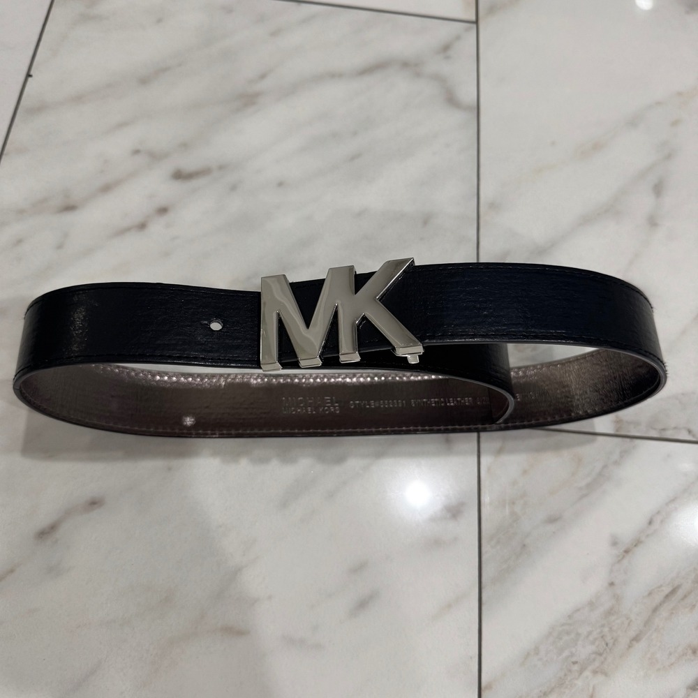 Michael Kors MK Logo Buckle Belt | Silver | XS |